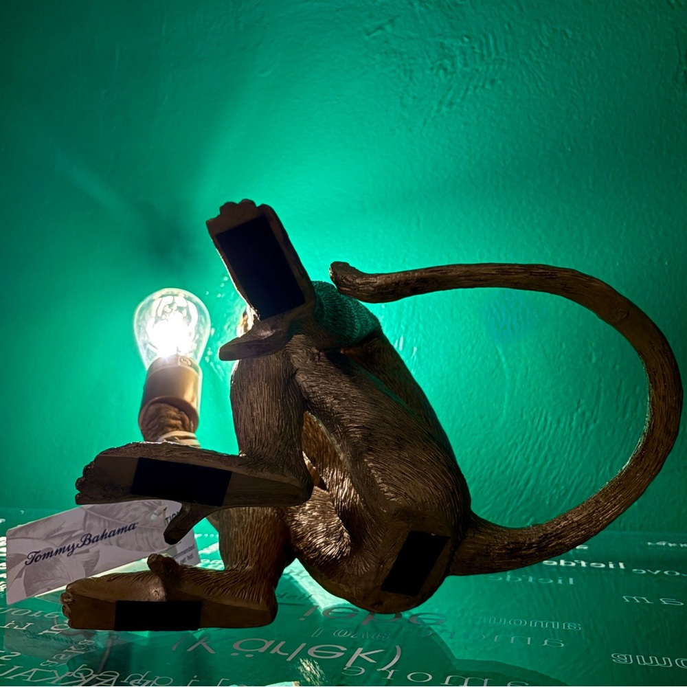 Tommy Bahama Gold Monkey Sitting Bulb Lamp Designer Rare Exotic Tropic Collector - Picture 9 of 12